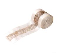 Christmas mesh ribbon with linen and wire that maintains shape for creating bows, wreath accents, and festive home decorations throughout the holiday season (white)