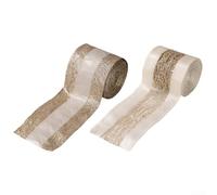 Christmas mesh ribbon with linen and wire that maintains shape for creating bows, wreath accents, and festive home decorations throughout the holiday season (Mixed color)