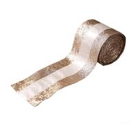 Christmas mesh ribbon with linen and wire that maintains shape for creating bows, wreath accents, and festive home decorations throughout the holiday season (gold)