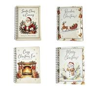 Christmas Message Book Paper Card Journal, 4pc package | for Holiday Notes Family Celebrations Stocking Table Moments Guests
