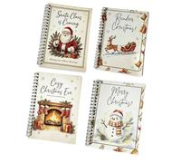 Christmas Message Book Paper Card Journal, 4pc package | for Holiday Notes Family Celebrations Stocking Table Moments Guests
