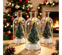 Christmas Message in a Bottle,Recordable Voice Tree Ornament (3pcs) | Voice Message Keepsake Mini Snow Scene For Tree Mantel Shelf Sentimental Gift Forever Recording Holiday Sound Audio Souvenir