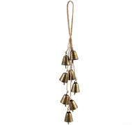 Christmas Metal Bells 3pcs Rope Hanger Rustic | Rustic vintage design, natural hemp rope, warm festive look, enhances entryway charm, classic holiday style