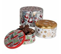 Christmas Metal Box Set Round 4-Piece Cookie Boxes Container Cookies