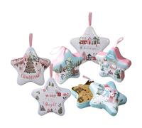 Christmas Metal Cookie Tins - 4.8 x 5.1 inches, Seasonal Containers with Rope, Holiday Storage, Food & Festive Treat Boxes | Stockings Crafts