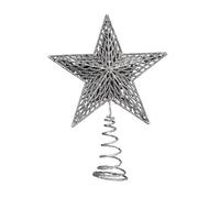 Christmas Metal Glittered Star | 25 cm | Red, Silver | Xmas Star | Metal Tree Topper/Ornament