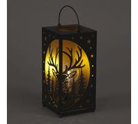Christmas Metal Lantern with Deer Silhouette - 24 cm Warm White battery operated Light