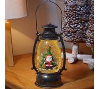 Christmas Metal LED Water Spinner Glitter Snow Globe Lantern Santa 24.5cm Tall