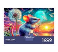 Christmas Mice 1000 Pc Cardboard Puzzle Cosmic Mouse Holding A Dandelion for Teens Creative Hobby Leisure Activity Time 38x26cm/1000pcs