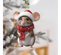 Christmas Mice Decoration, Funny Christmas Mouse Ornaments Made of Acrylic, Christmas Tree Decoration and Animal Decoration for Home, Car or Office, Cute Christmas Decoration for Tree (E)