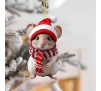 Christmas Mice Decoration, Funny Christmas Mouse Ornaments Made of Acrylic, Christmas Tree Decoration and Animal Decoration for Home, Car or Office, Cute Christmas Decoration for Tree (G)