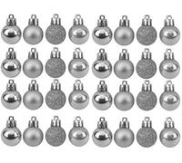 Christmas mini Baubles - silver - Christmas Tree Decorations set of 20 (2.5 cm) combination of Shiny,Matt and Glitter. Comes complete with a colour matched silver hanging thread.