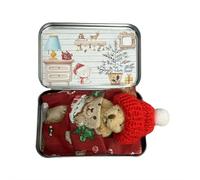 Christmas Mini Bear in Box with Card, Pocket Bear Hug Mini Bears Plush, Little Cute Bears Gift, Positive Animal Heartwarming Pocket Buddy Gifts for Lovers Friends Family Holiday (Red 1pcs)