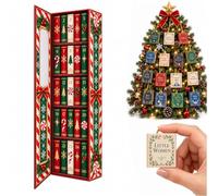 Christmas Mini Book Ornament Advent Calendar with 25 Tiny Books, Hardcover Classic Literature Bookcase Countdown Calendar, Festive Tree Decor & Book Lover Gift
