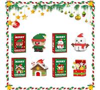 Christmas Mini Building Blocks Set,Christmas Building Blocks Theme Decor, Festive Micro Bricks for Stocking Fillers, Desk & Tree Decorations (B)