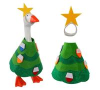 Christmas Mini Desk Goose Outfit 7 Inch Silly Goose Statue Costume Mini Hat and Xmas Clothes for Magnetic Duck Statue Desk Key Holder Decor (A-Green)