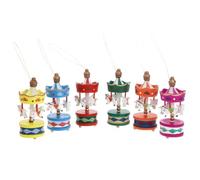 Christmas Mini Merry-go-round Wooden Ornament for Tree Desk Decoration | Assorted Colours, Modern Aesthetic Design, Realistic Texture, Gift Boxes and Tables, Festive Home Accents Random Color