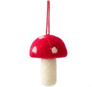 Christmas Mini Mushroom Wool Felt Hanging Ornaments Set, Handmade Red And Green Decorations For Trees, Wreaths And Seasonal Home Displays, Holiday Baubles For Festive Décor(A)