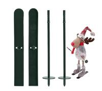 Christmas Mini Skis - 30g Sporty Skis With Poles, Desktop Holiday Ornament | Decorative Snow Ski Set For Gnome Figures Winter Christmas Tabletop Home Seasonal Festive Display Collectible