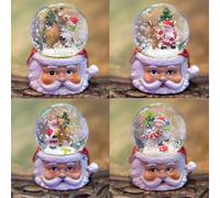 Christmas Mini Snowglobe Water Ball Snow Dome Features Santa,Reindeer,Snowman Scene Resin Santa Face Base - 5.5x7cm - Christmas Table Mantel Decorations