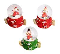 Christmas Mini Snowglobe Water Ball Snow Dome Features Santa,Reindeer,Snowman Scene Resin Scarf Design Base- 5.5x7cm - Christmas Table Mantel Decorations