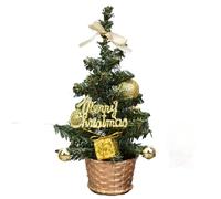Christmas Mini Tree 20CM Artificial Tabletop Xmas Trees Merry Christmas Decorative Desk Trees Plastic Winter DIY Crafts,Gold