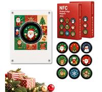 Christmas Mini Vinyl Record Music Player with 9 NFC Fridge Records, Refrigerator Custom Storage, Personalized Retro, USB Charging and Festive Christmas Decor for Music Lovers, 2 PCS