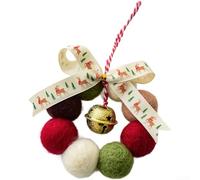 Christmas mini wreath featuring wool felt construction with bells and bow, handmade decorative garland for festive home decoration, supports DIY creativity (D/16g)