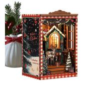 Christmas Miniature House Kit,Christmas Bookshelf Decor 3D Miniature House Kit | Model Building Shelf Decor for Shop Dorm Office Bedroom Study Desktop Library Teens Beginners Adults Kids