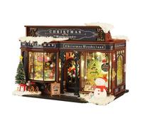 Christmas Miniature House Kit, Decorative Wooden Dolls, Project for Children and Adults, Festive Table Decoration with Accessories, Gift Idea for the Christmas Collection