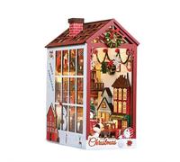 Christmas Miniature House Kit with LED Lights, Adult Craft Building Kits for Home Decor, Unique for Birthday & Christmas, Winterfest Display Model (book nook nit)