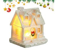 Christmas Miniature House LED House Statue Small Christmas Home Decoration Christmas Home Decoration Christmas House Figurine Christmas House Figurine for Christmas Table Resin Home Decoration Bla