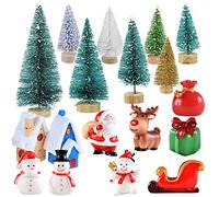 Christmas Miniature Ornament Kits Mini Xmas Style Figurines Santa Claus Christmas Tree Cute Cartoon Xmas Decor for Home Garden Party Decor Desktop Decoration Style C