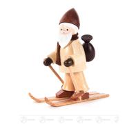 Christmas Miniature Ruprecht On Skis Natural H=Approx 6 Cm New Erzgebirge