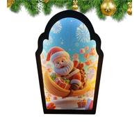 Christmas Mirror Santa Design Hologram - Novelty Santa Led Mirror | Modern Projection Ornament for Bathroom Bedroom School Dorm Door Window Holiday Christmas Decoration