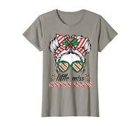 Christmas Miss Candy Cane Bun Little Xmas Girls Kids Toddler T-Shirt
