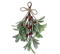 Christmas Mistletoe Decor Artificial Mistletoe Picks Christmas Mistletoe Ornament with Red Berries Xmas Tree Hanging Kissing Mistletoe Ornament for Tree Door Party Decor (6 pcs)
