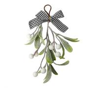 Christmas Mistletoe Decor, Simulated Christmas Mistletoe Ornament with Bow, Artificial Flocked Mistletoe Hanging Bunch, for Christmas Xmas Party Decorations (1pcs)