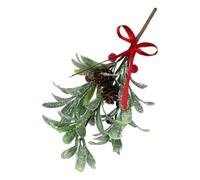 Christmas Mistletoe Decoration, 10.63 Inch Artificial Mistletoe Branches, Christmas Mistletoe, Simulated Mistletoe Ornaments with Pine Cones and Red Berries for the Christmas Tree