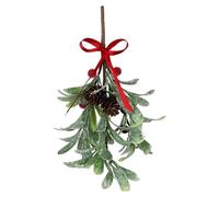 Christmas Mistletoe Decoration, Frosted Artificial Mistletoes, Fake Mistletoe With Pine Cones Red Berries For Wreaths & Garlands, Tree, Home, Wedding Decor, 10.6 Inch