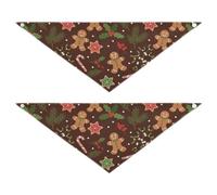 Christmas Mistletoe Gingerbread Dog Bandana 2Pcs Dog Bibs Puppy Birthday Bandana Scarf Accessories for Small Large Cat Pet Bandana M Dark Brown