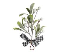 Christmas Mistletoe Ornament - Handmade Green Mistletoe Holiday Decor | Holiday Decor Mistletoe Bouquet Ornament | Christmas Artificial Mistletoe With Bow For Window, Wreaths, Garlands, Or Doorknob