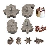 Christmas Molds 4Pcs Christmas Cookie Cutter Set PP 3D, Cookie Stamps with Snowman, Santa, Tree & Snowflake Design, Baking Tools for Xmas Home Party