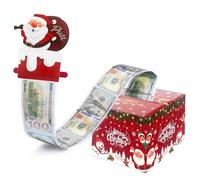 Christmas Money Box for Cash Gift, Christmas Pull Surprise Gift Boxes with 30P Transparent Bags, Money Pull Box for Kids/Adult Presents Xmas Party