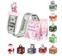 Christmas Money Box for Cash Gift,Christmas Pull Surprise Money Gift Box for Kid/Adult Present,Money Cake Pull out Cash with Xmas Card and 50P Bags,Money Reveal Boxes Xmas Party Money Boxes for Cashes