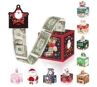 Christmas Money Box for Cash Gift,Christmas Pull Surprise Money Gift Box for Kid/Adult Presents,Money Cake Pull out Cash with Xmas Card and 50P Bags,Money Reveal Boxes Xmas Party Money Boxes for Cash