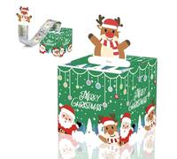 Christmas Money Box for Cash Gift,Christmas Pull Surprise Money Gift Box forKids/Adult Presents,Money Cake Pull out Cash with Xmas Card and 50P Transparent Bags,Money Pull Box for Christmas Party