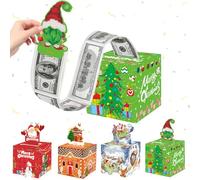 Christmas Money Box for Cash Gift Pull,4 Pack Surprise Money Gift Box for Kids Adults,Merry Christmas Money Gift Box with Transparent Bags,A Fun Way to Give Cash to Girls and Boys