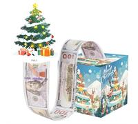 Christmas Money Box for Cash Gift Pull, Decorations Surprise Money Gift Boxes for Kids Adults with 50Pcs Transparent Bags - Fun Ways to Give Cash as A for Your Loved Ones, Party Decor Supplies