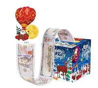 Christmas Money Box for Cash Gift Pull, Decorations Surprise Money Gift Boxes for Kids Adults with 50Pcs Transparent Bags - Fun Ways to Give Cash as A for Your Loved Ones, Party Decor Supplies